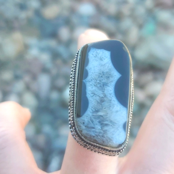 New Overzized Solar Quartz Agate 925 Silver Ring. - Picture 3 of 12